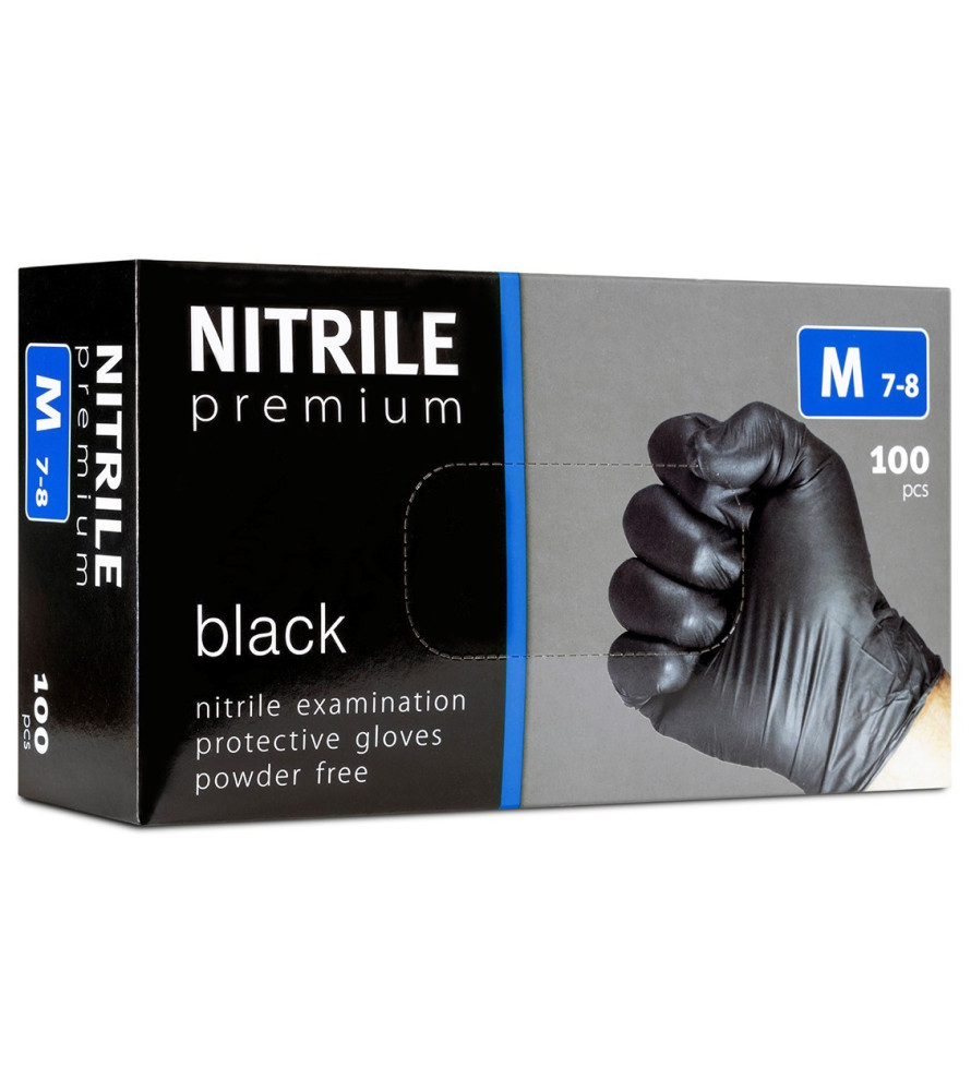 Rękawice nitrylowe bezpudrowe PREMIUM Mocne a'100 S,M,L
